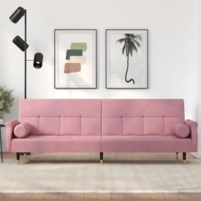 Divano Letto Con Cuscini Rosa İn Velluto /