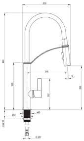 Deante BGB_B720 - Rubinetto per lavello con braccio flessible GERBERA nero/cromo