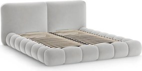 Letto matrimoniale imbottito grigio con contenitore con rete inclusa 180x200 cm Solange – Micadoni