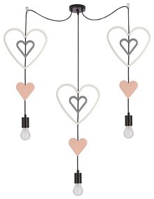 Lampadario sospeso per cameretta TRIO con cavo 3xE27/20W/230V rosa/bianco/grigio