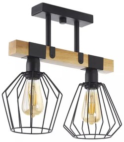 Lampadario a plafone CAMERUN 2xE27/60W/230V nero/legno