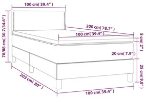 Giroletto a Molle con Materasso Blu Scuro 100x200 cm in Velluto