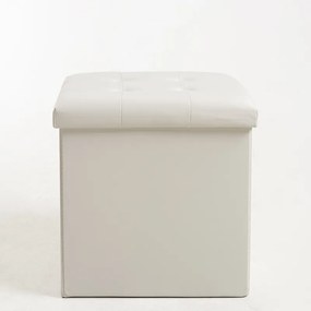 Pouf contenitore Button 38 cm Velluto - Bianco