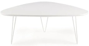 Tavolino NICO piano in legno sagomato Bianco Frassino gambe in metallo