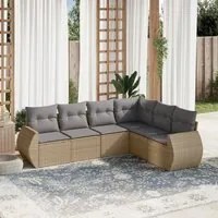 Set Divano da Giardino 6 pz con Cuscini Beige in Polyrattan 3221408