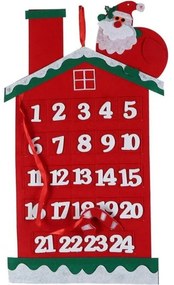 Trade Shop - Calendario Avvento Casetta Di Babbo Natale 60cm In Feltro Decorazioni Natalizie