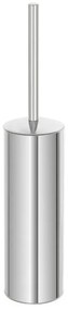 Portascopino cromato con setole nere in silicone e secchio interno