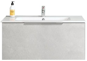 Mobile sottolavabo e lavabo Portland per vasca centrale cemento chiaro L 89 x H 40 x P 45.5 cm 1 cassetto