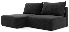 Divano angolare nero allungabile/con contenitore (con penisola a sinistra) Kalena – Makamii