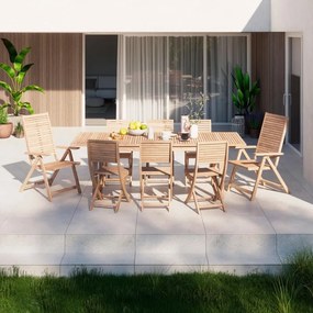 Set tavolo e sedie Solaris NATERIAL in acacia marrone per 6 persone
