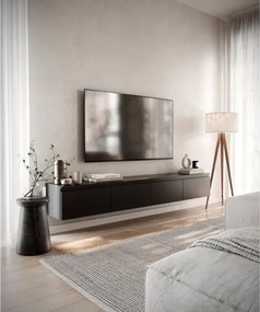 Mobile TV Sospeso 200 cm 4 Ante A Ribalta Nero Opaco Lume