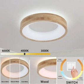 Brilagi-LED Plafoniera FALCON WOOD LED/30W/230V 3000/4000/6000K 45 cm legno