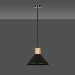 Sospensione Nordica 1 Luce Chandra In Acciaio Nero E Legno