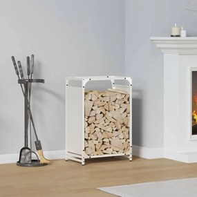 Rastrelliera Per Legna Da Ardere Bianca 44x28x65 Cm /