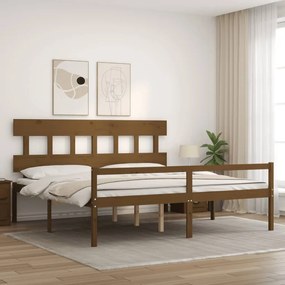 Letto per Anziani con Testiera Miele 200x200 cm Legno Massello