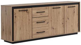 Credenza 3 ante e 3 cassetti in MDF Naturale e Nero - NALAMANE