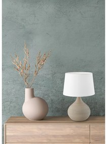 Lampada da tavolo bianco-marrone in ceramica e tessuto, altezza 29 cm Martin - Trio