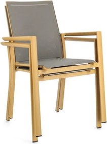 Sedia Da Esterno In Alluminio E Textilene Con Braccioli Konnor Senape Bizzotto