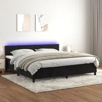 Letto a Molle con Materasso e LED Nero 200x200 cm in Velluto 3134305