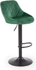 Sgabello da bar H-101 in velluto verde
