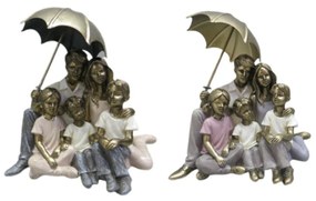 Statua Decorativa DKD Home Decor Metallo Resina Multicolore Moderno Famiglia (15,5 x 12 x 12,5 cm) (2 Unità)
