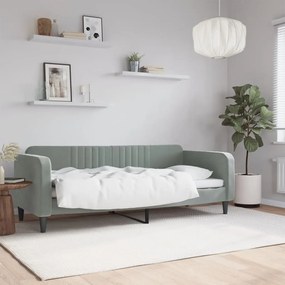 Letto Da Giorno Grigio Chiaro 80x200 Cm İn Velluto /