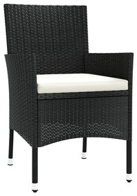 Set da Pranzo da Giardino 11 pz con Cuscini in Polyrattan Nero