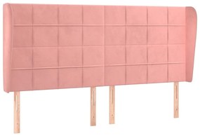 Testiera ad orecchio rosa 183x23x118/128 cm in velluto