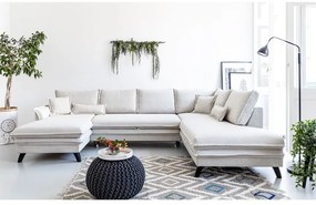 Divano letto a U beige chiaro, angolo destro Charming Charlie - Miuform