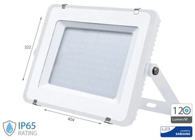 Faro Led Flood Slim Alta Luminosita 120lm/W 150W 18000lm Freddo 6400K Carcassa Bianca IP65 Chip Samsung SKU-775