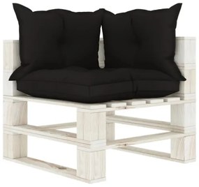 Set Divani da Giardino su Pallet 5 pz con Cuscini Neri in Legno