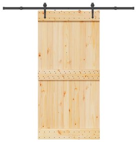 Porta Scorrevole Con Set Hardware 100x210cm Legno Massello Pino /
