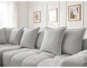 Divano angolare grigio chiaro allungabile e con contenitore (penisola a sinistra/a L) con rivestimento in ciniglia Everest – Bobochic Paris