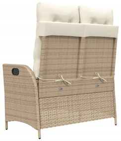 Panca Reclinabile da Giardino con Cuscini Beige in Polyrattan