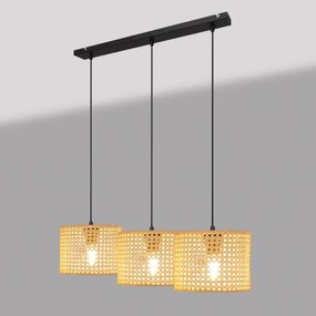 Lampadario a sospensione con filo ALBA 3xE27/15W/230V rattan/nero