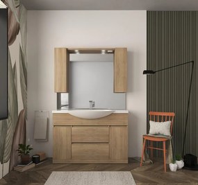 Mobile sottolavabo e lavabo Elise per vasca centrale rovere tabacco L 120 x H 81 x P 33.5 cm, 2 ante 1 cassetto