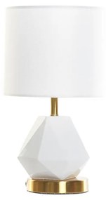 Lampada da Tavolo DKD Home Decor Bianco Poliestere Metallo Ceramica 220 V Dorato 50 W