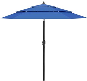 Ombrellone Da Giardino 3 Livelli Palo İn Alluminio Azzurro 2,5m /