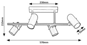 Rabalux 73044 - Lampadario a plafone MAXIMILIAN 4xGU10/25W/230V