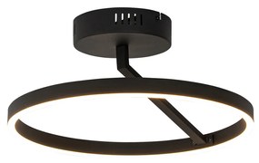 Lampada da soffitto di design nera incl. LED dimmerabile in 3 fasi - Anello