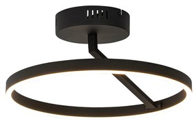 Plafoniera di design nera con LED dimmerabile a 3 livelli - Anello