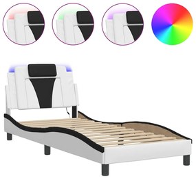 Giroletto con luci led bianco e nero 90x200 cm in similpelle