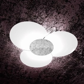 Applique Contemporanea Clover Metallo Foglia Argento 6 Luci E27 100Cm