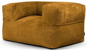 Puof a sacco color senape con rivestimento in velluto a coste MooG – SLOWDOWN