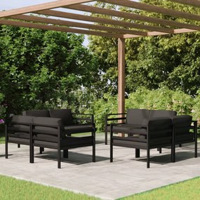 Set divani da giardino 8 pz con cuscini in alluminio antracite