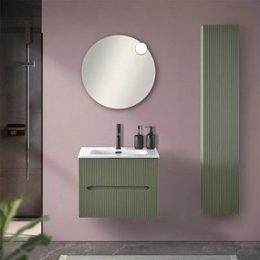 Mobile bagno sospeso cannettato 60 cm verde con specchio  Bali