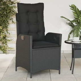 Sedie reclinabili da giardino 2 pz con cuscini nero polyrattan