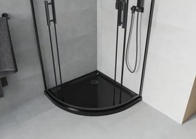 Mexen Rio cabina doccia semicircolare 80 x 80 cm, trasparente, nera + piatto doccia Flat, nero - 863-080-080-70-00-4170B