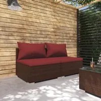 Set Divani da Giardino 2 pz con Cuscini in Polyrattan Marrone cod mxl 38828