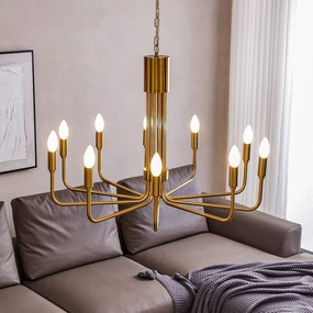 Lampadario a soffitto Elanova Lindby, dimmerabile, Ottone / Oro, Soggiorno / Sala da pranzo, Metallo, Antico, Lampadario